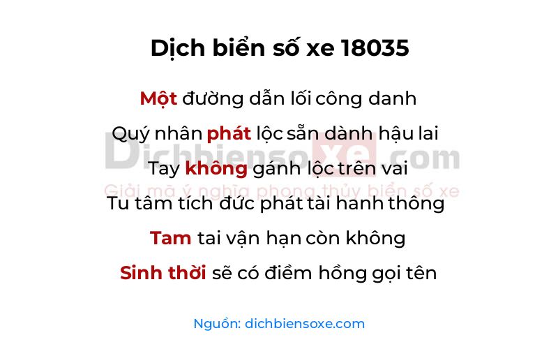 Dịch thơ biển số 18035