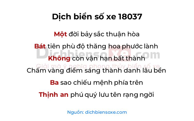 Dịch thơ biển số 18037