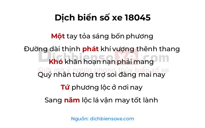 Dịch thơ biển số 18045