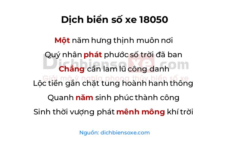 Dịch thơ biển số 18050