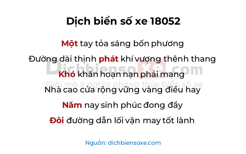 Dịch thơ biển số 18052