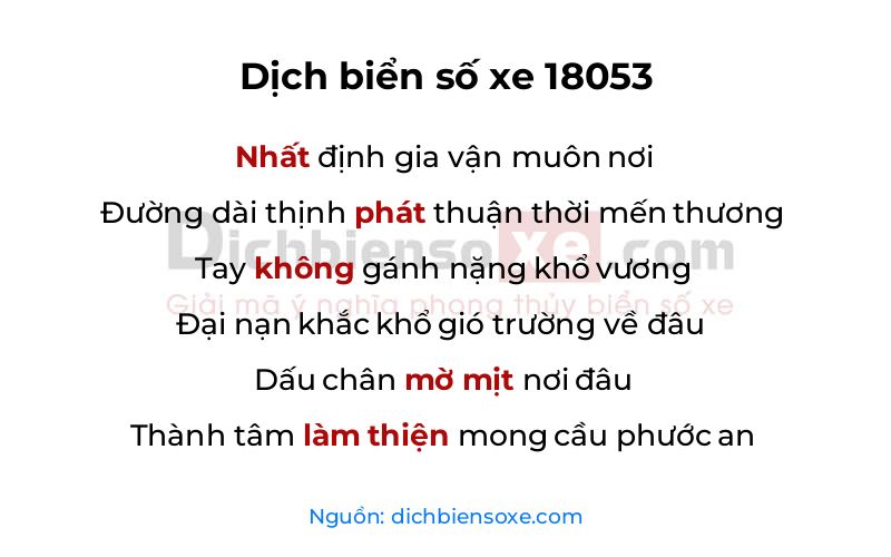 Dịch thơ biển số 18053