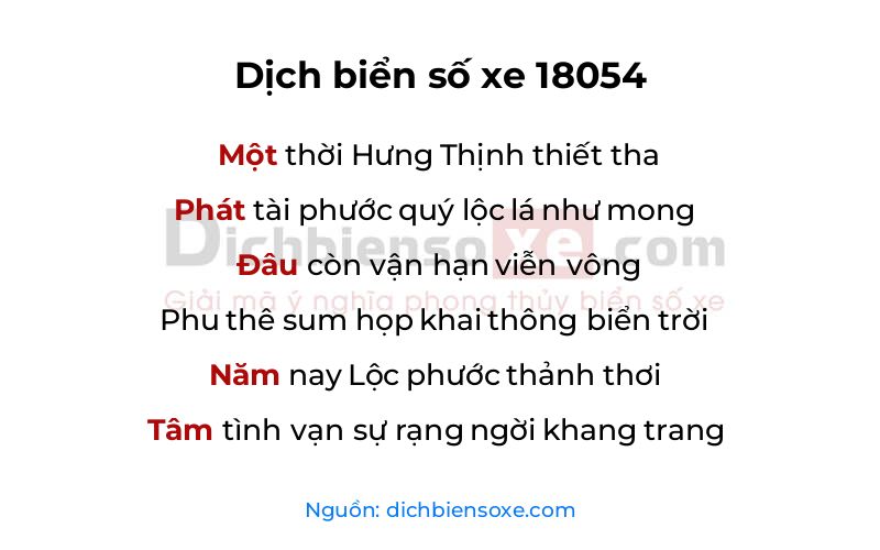 Dịch thơ biển số 18054