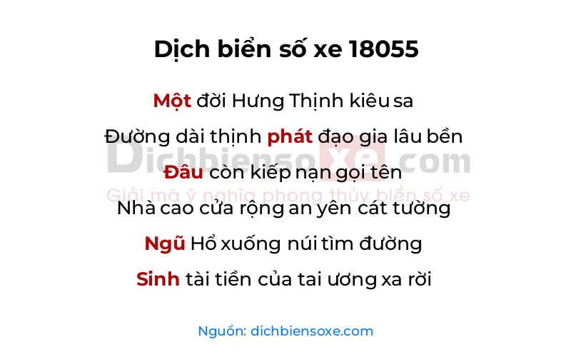 Dịch thơ biển số 18055