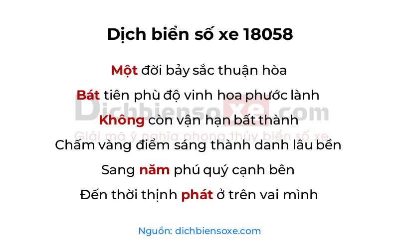Dịch thơ biển số 18058