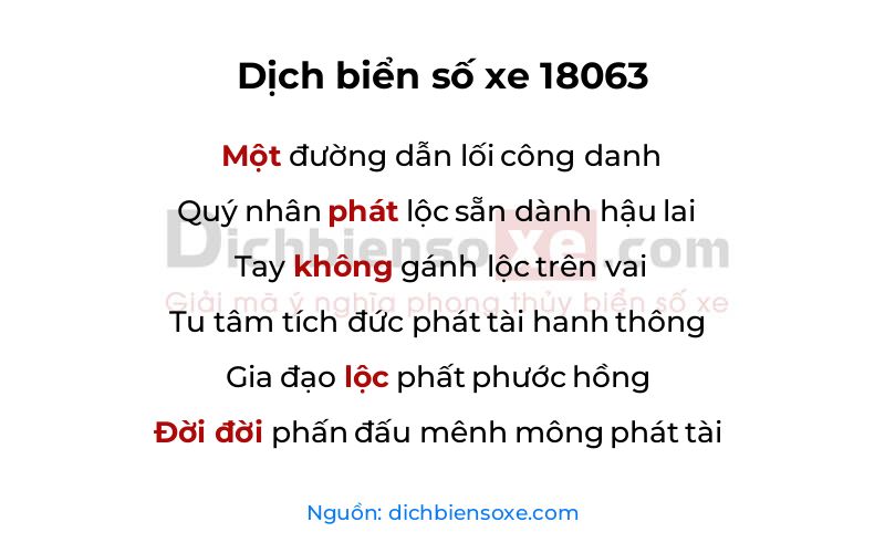 Dịch thơ biển số 18063