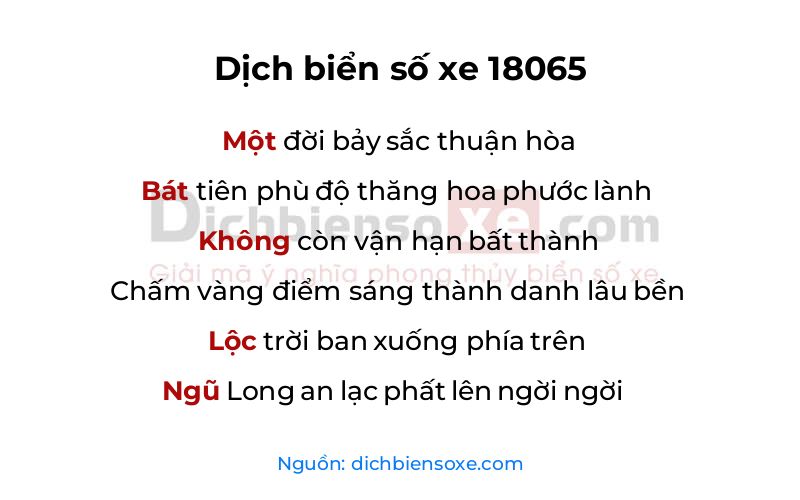 Dịch thơ biển số 18065