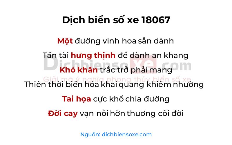 Dịch thơ biển số 18067
