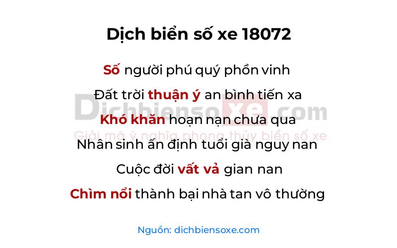 Dịch thơ biển số 18072