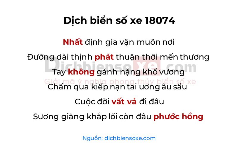 Dịch thơ biển số 18074