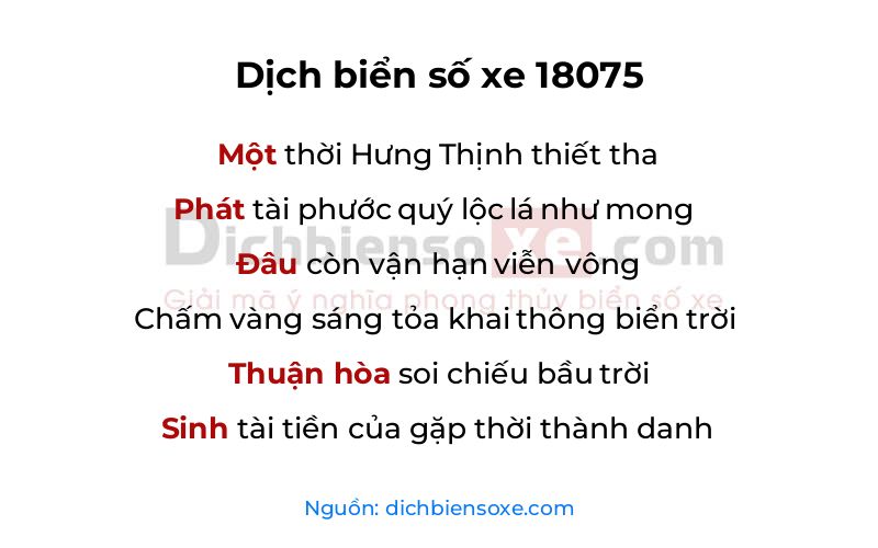 Dịch thơ biển số 18075
