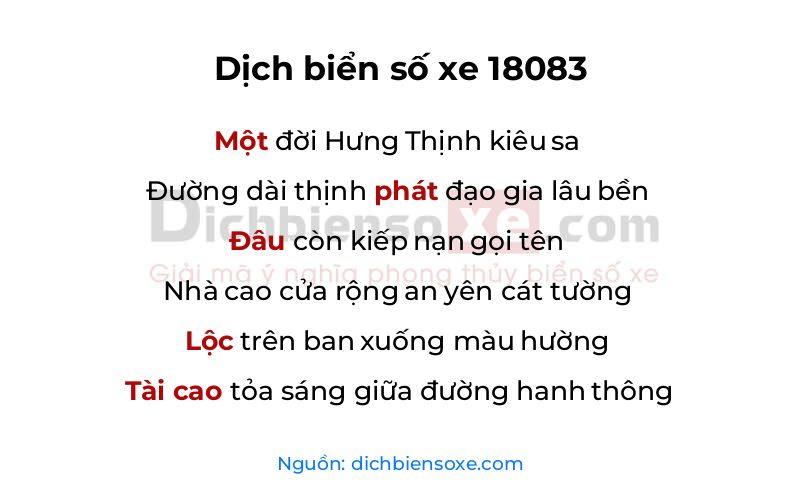 Dịch thơ biển số 18083