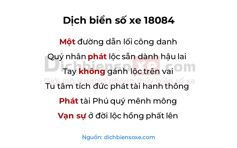 Dịch thơ biển số 18084