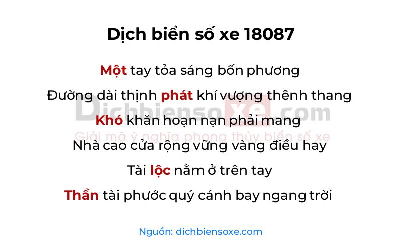 Dịch thơ biển số 18087
