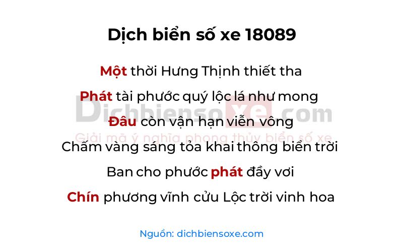 Dịch thơ biển số 18089