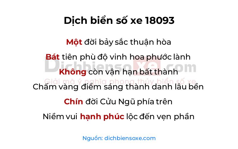 Dịch thơ biển số 18093