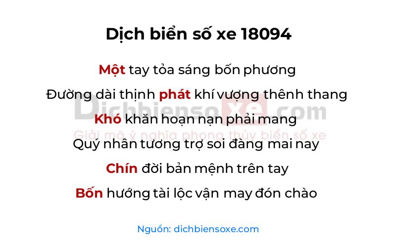 Dịch thơ biển số 18094