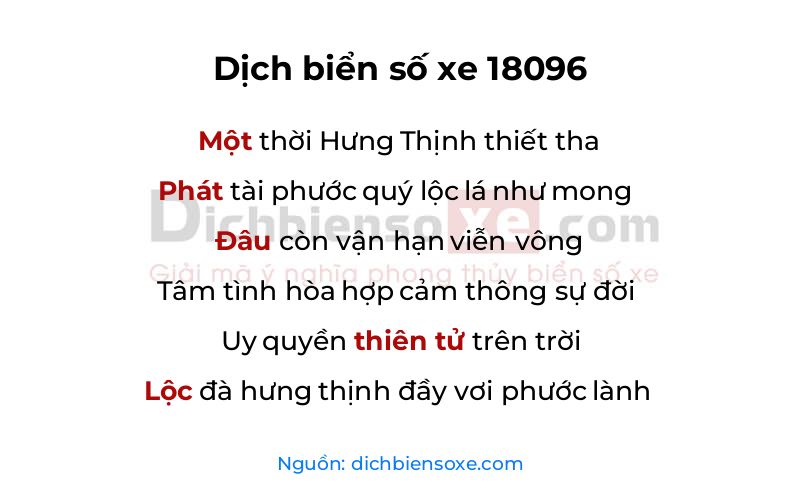 Dịch thơ biển số 18096