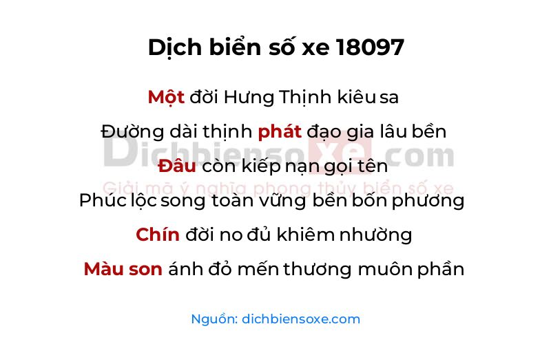 Dịch thơ biển số 18097
