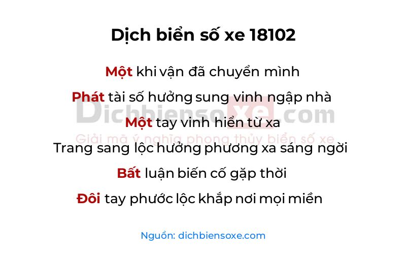Dịch thơ biển số 18102
