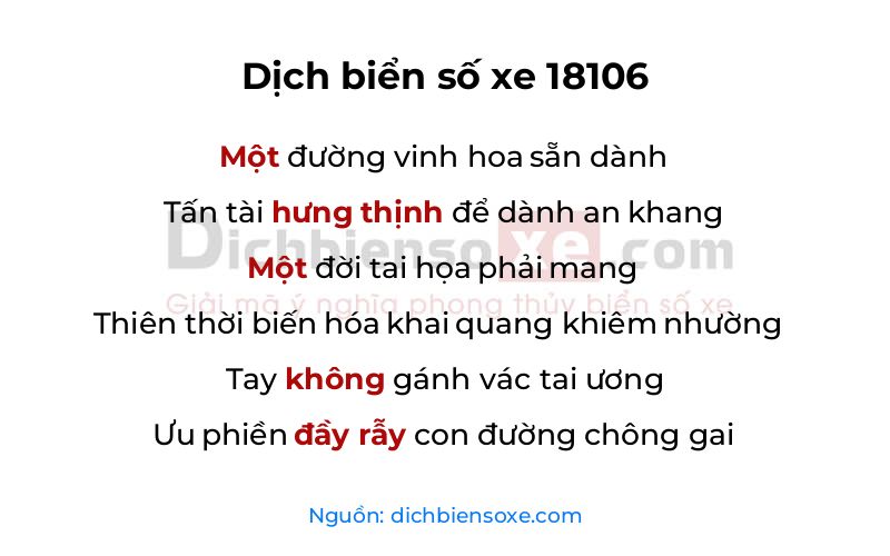 Dịch thơ biển số 18106