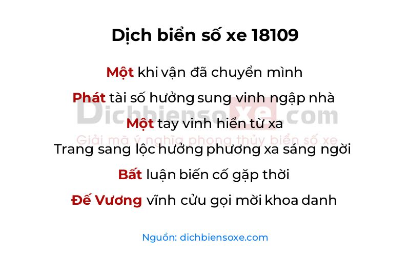 Dịch thơ biển số 18109