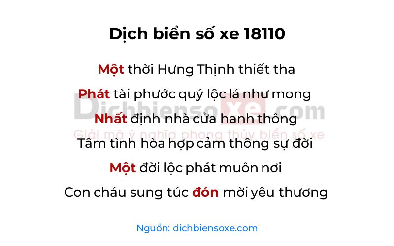 Dịch thơ biển số 18110