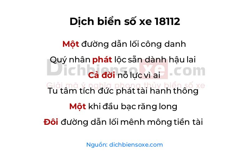 Dịch thơ biển số 18112