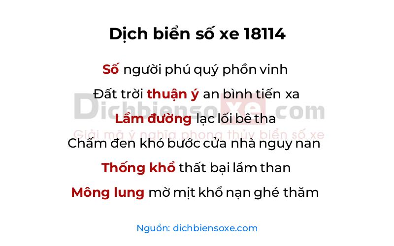 Dịch thơ biển số 18114