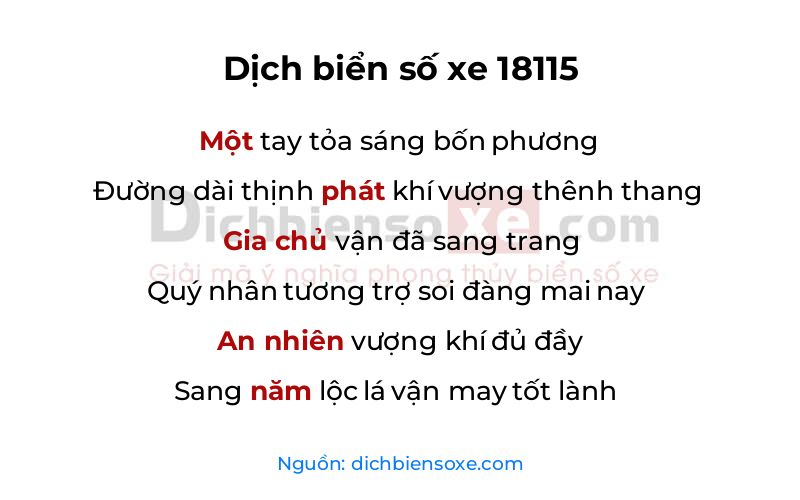 Dịch thơ biển số 18115