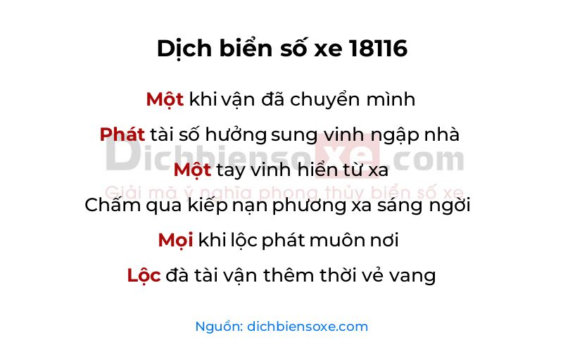 Dịch thơ biển số 18116