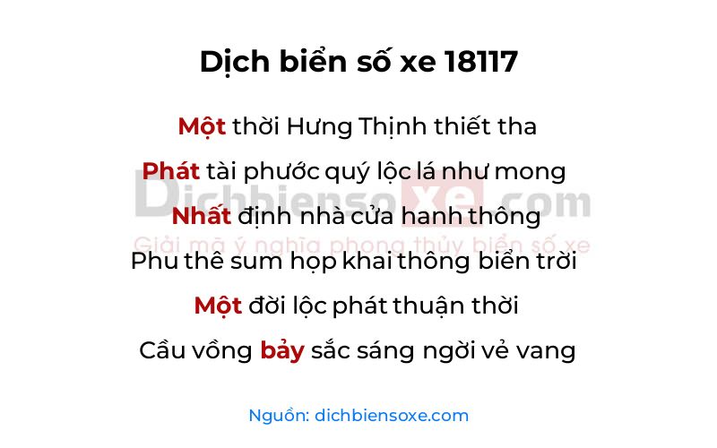 Dịch thơ biển số 18117
