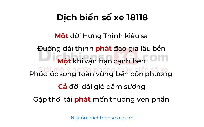 Dịch thơ biển số 18118