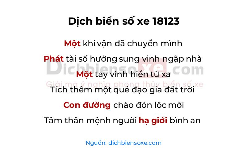 Dịch thơ biển số 18123