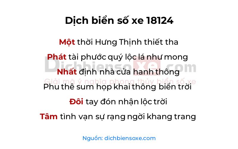 Dịch thơ biển số 18124