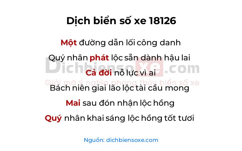 Dịch thơ biển số 18126