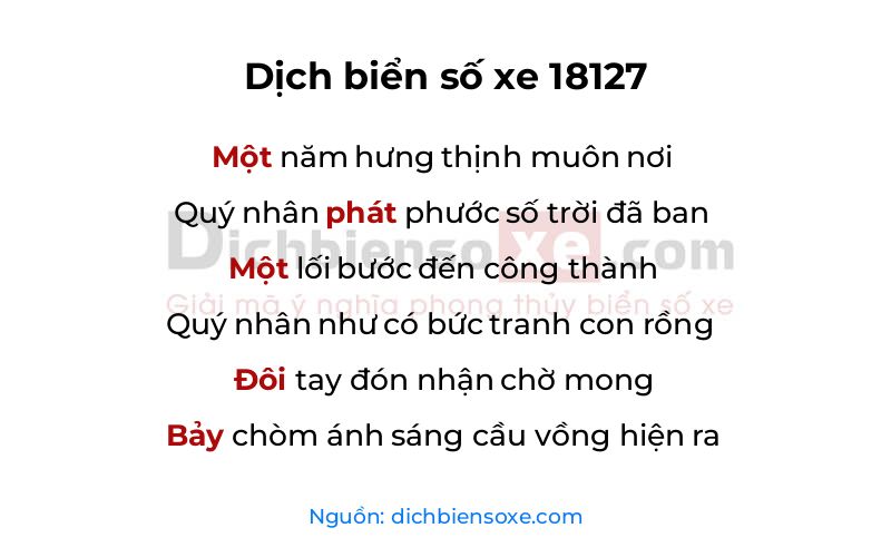 Dịch thơ biển số 18127