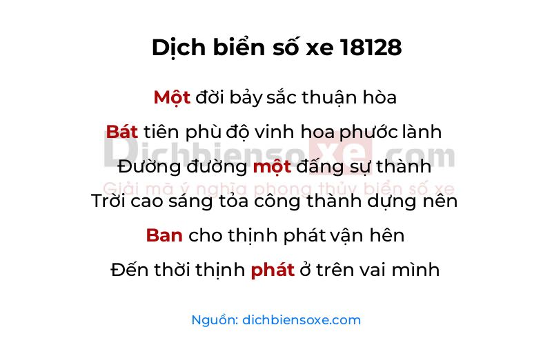 Dịch thơ biển số 18128