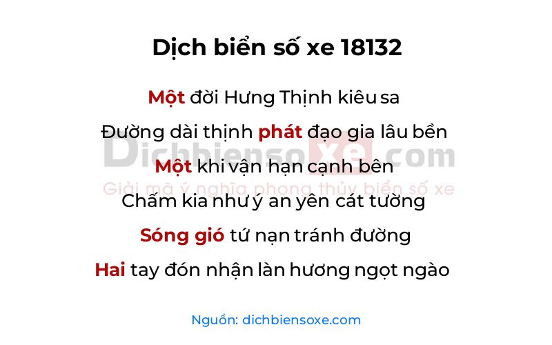 Dịch thơ biển số 18132