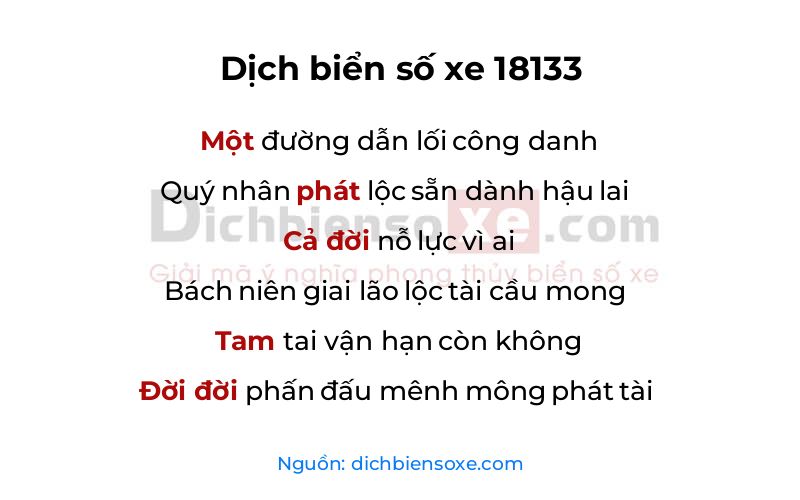 Dịch thơ biển số 18133