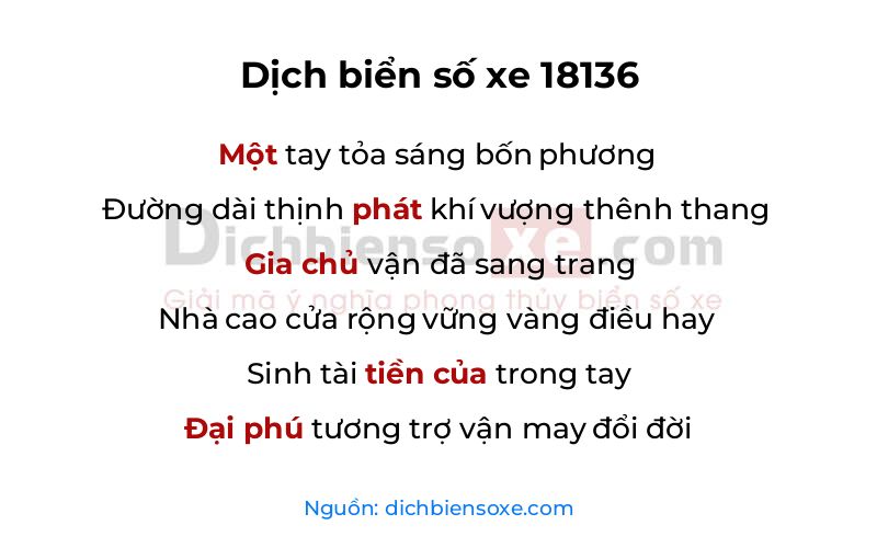 Dịch thơ biển số 18136