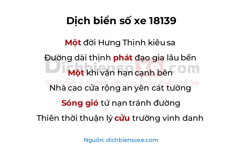 Dịch thơ biển số 18139