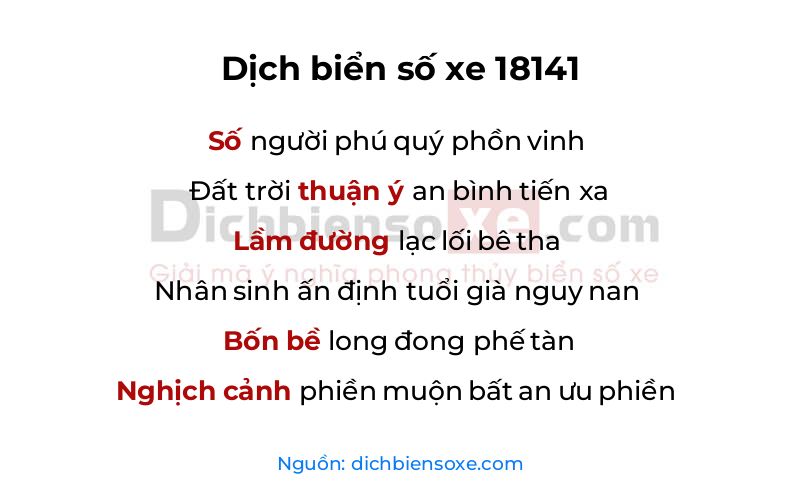 Dịch thơ biển số 18141