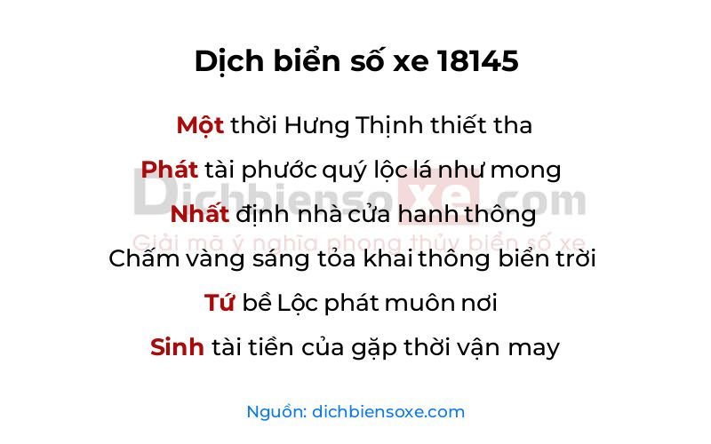 Dịch thơ biển số 18145