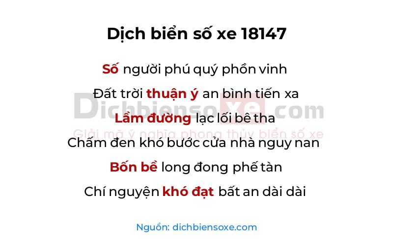 Dịch thơ biển số 18147