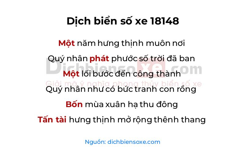 Dịch thơ biển số 18148