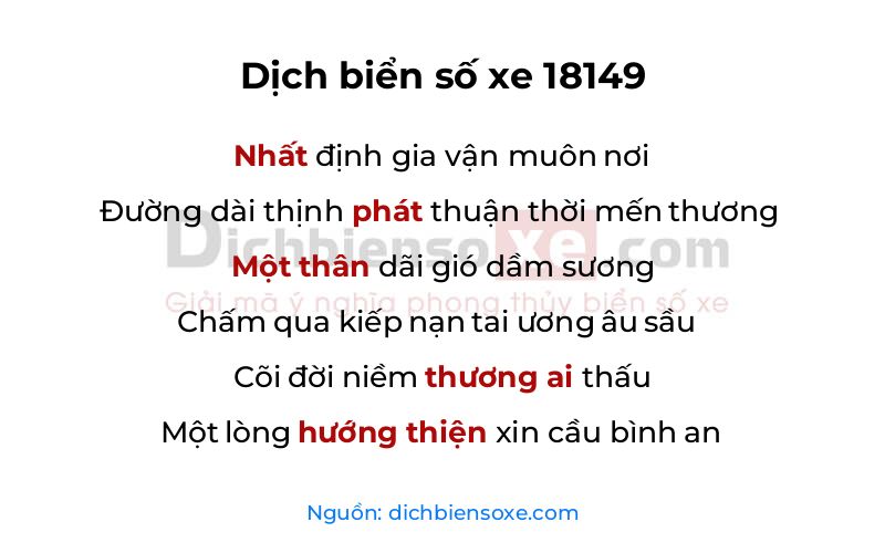 Dịch thơ biển số 18149