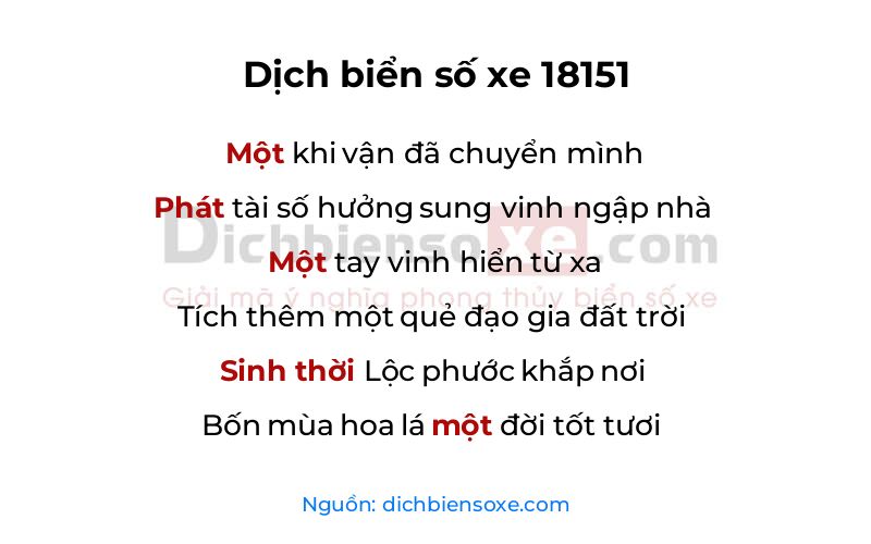 Dịch thơ biển số 18151