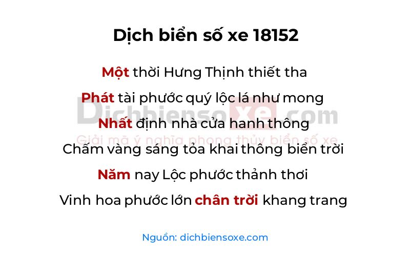 Dịch thơ biển số 18152