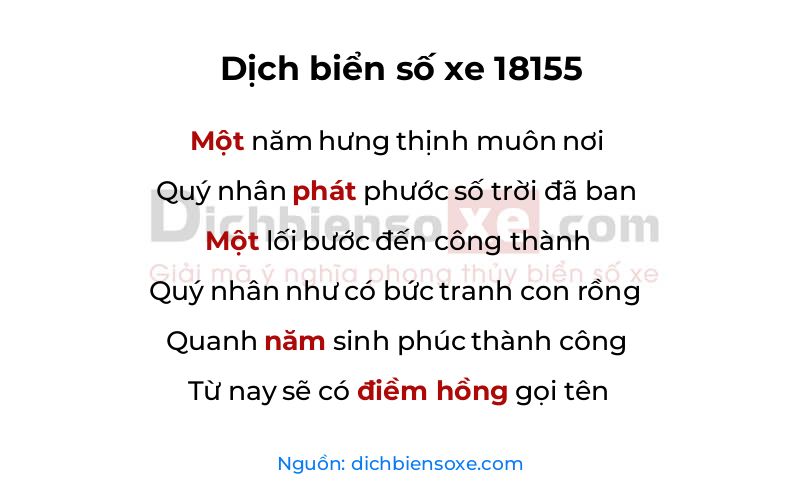 Dịch thơ biển số 18155